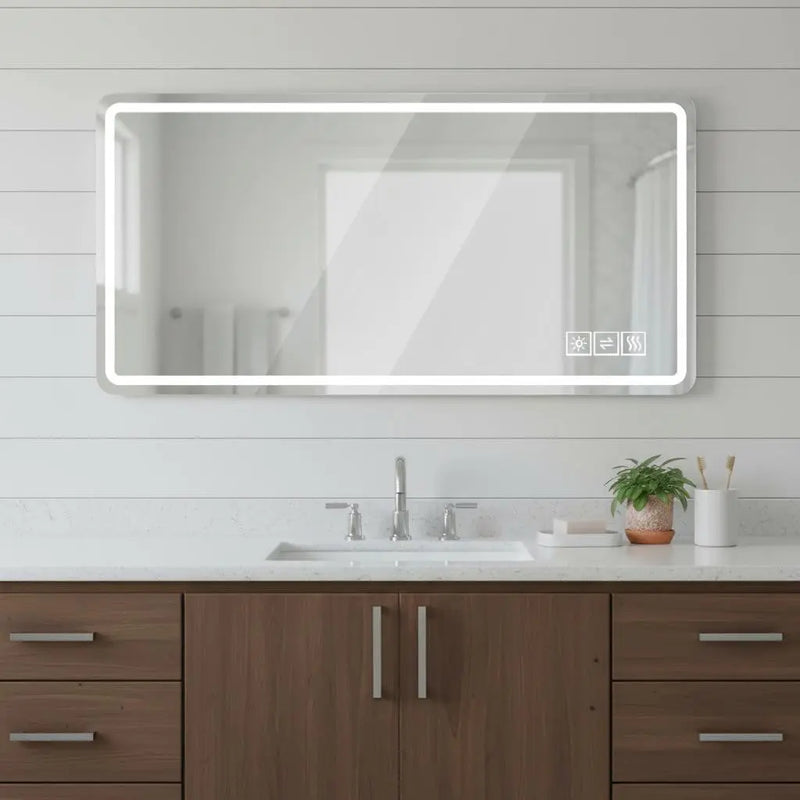 28" Silver Lighted Frameless Bathroom Vanity Mirror Homeroots Bed & Bath