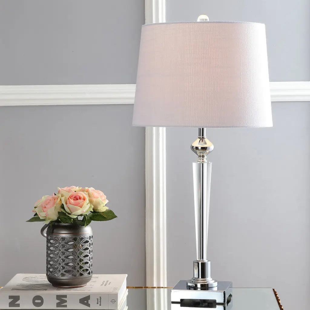 28" Silver Table Lamp With Drum Shade Homeroots Lighting
