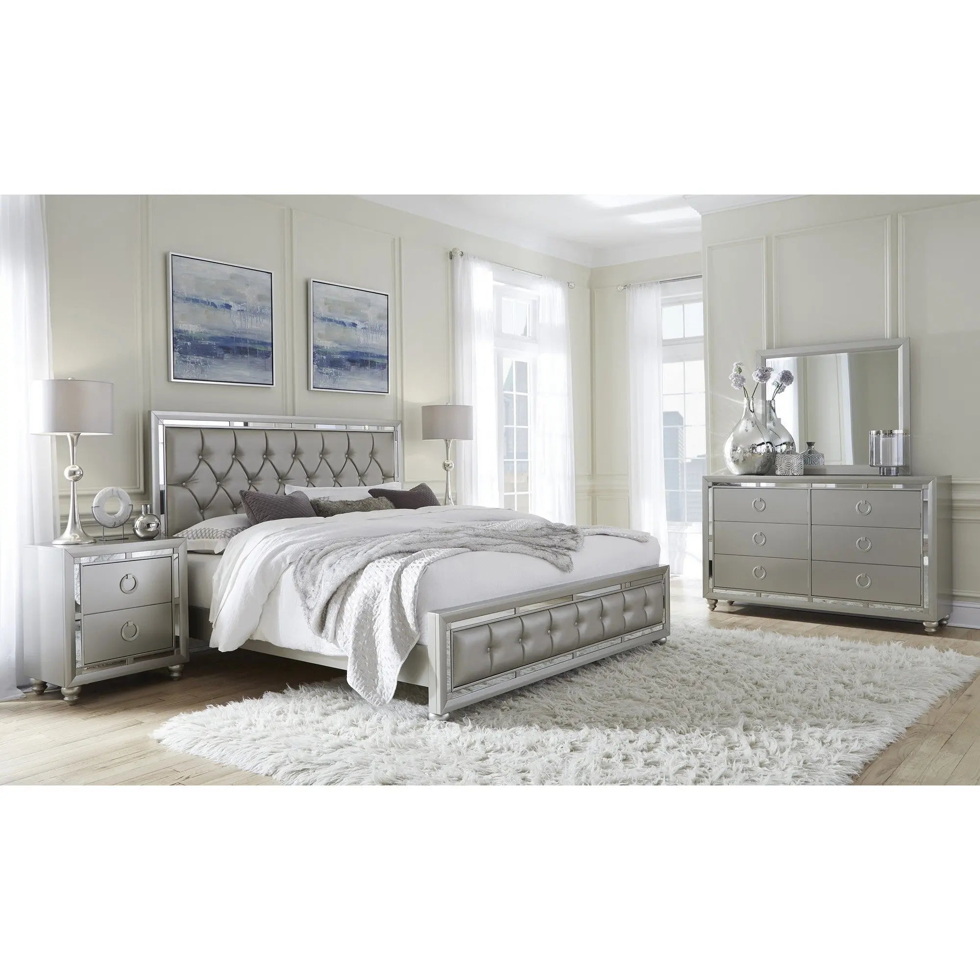 28" Solid and Manufactured Wood And Mirrored Glass Nightstand Homeroots Bed & Bath