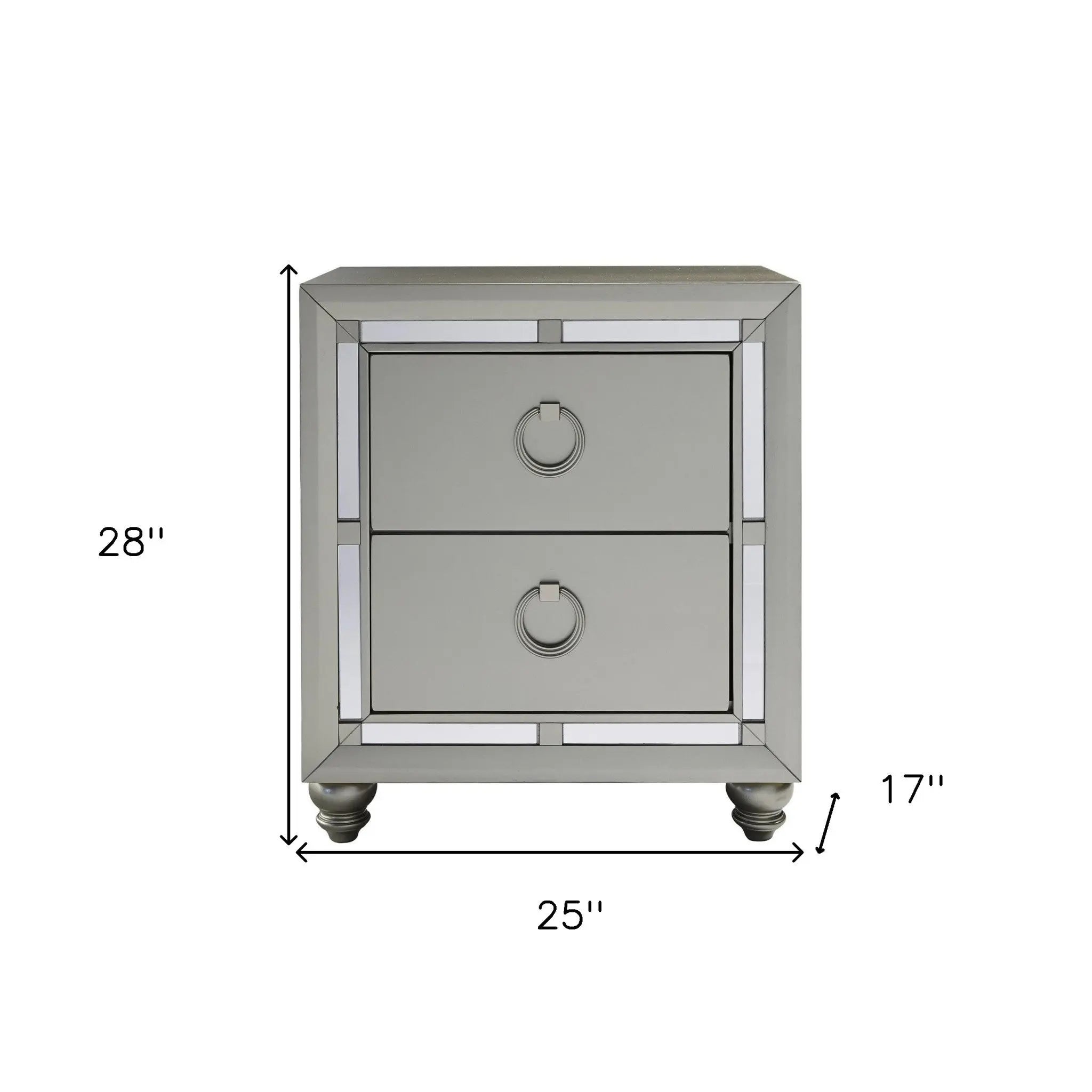 28" Solid and Manufactured Wood And Mirrored Glass Nightstand Homeroots Bed & Bath