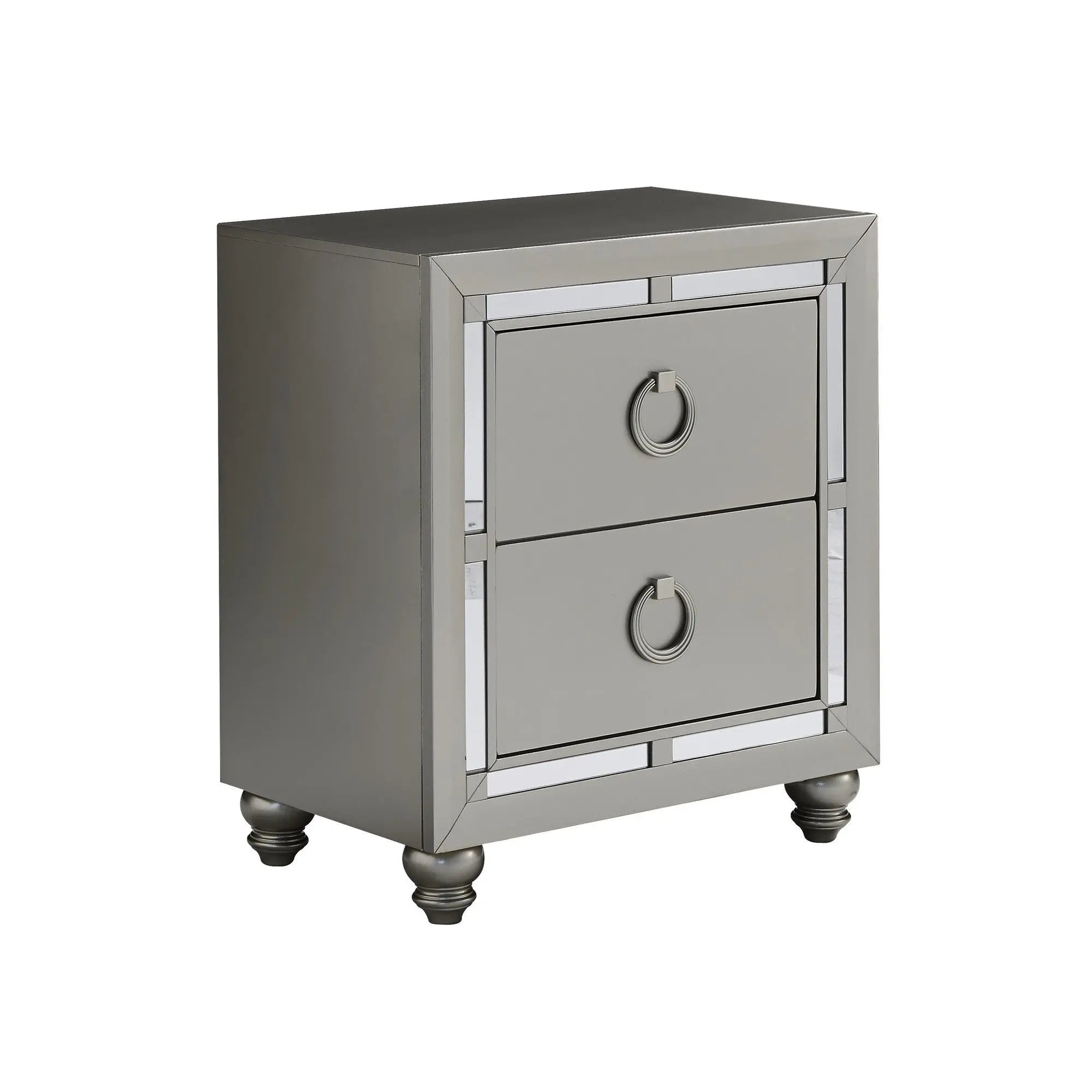 28" Solid and Manufactured Wood And Mirrored Glass Nightstand Homeroots Bed & Bath