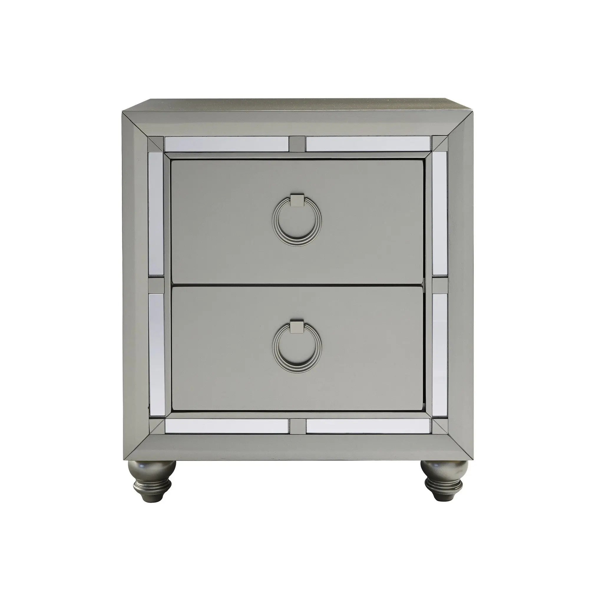 28" Solid and Manufactured Wood And Mirrored Glass Nightstand Homeroots Bed & Bath
