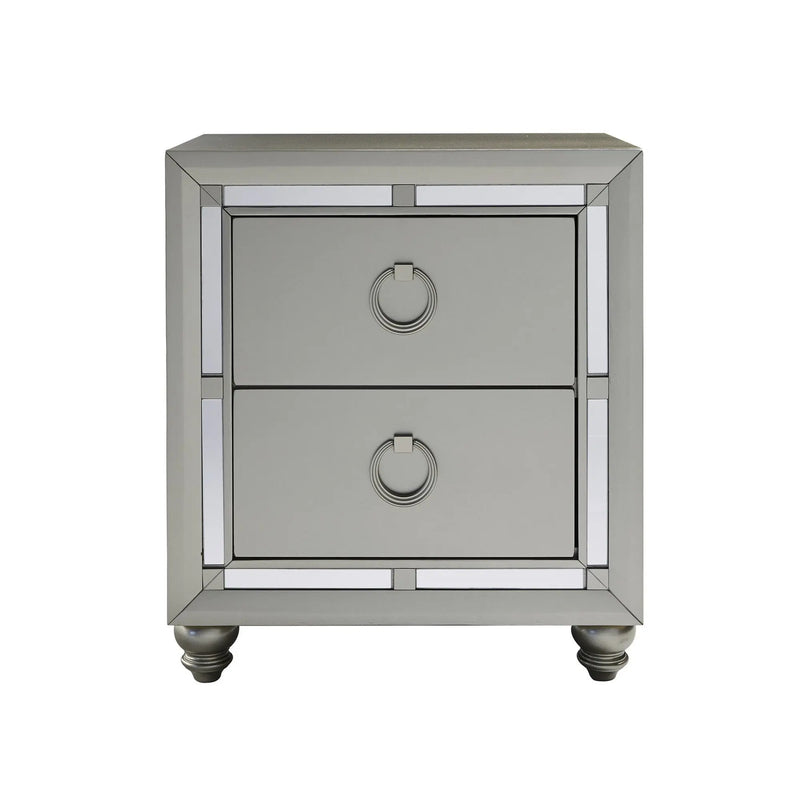 28" Solid and Manufactured Wood And Mirrored Glass Nightstand Homeroots Bed & Bath