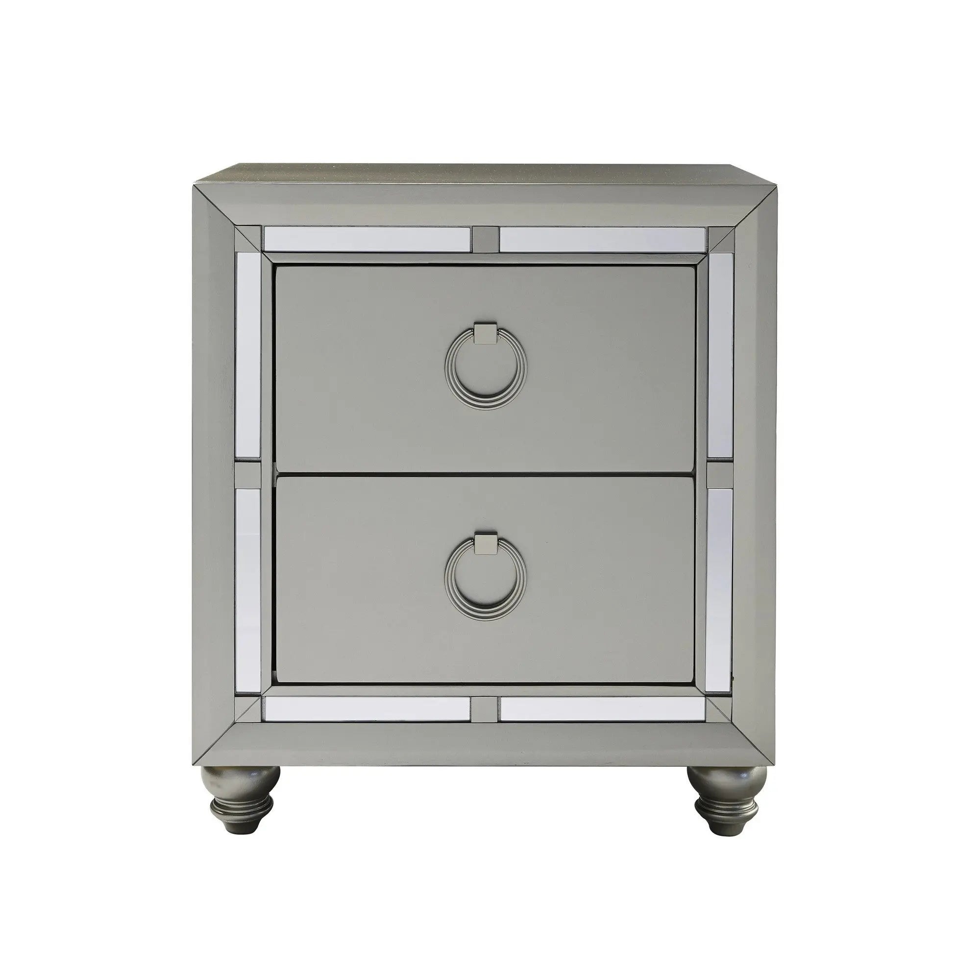28" Solid and Manufactured Wood And Mirrored Glass Nightstand Homeroots Bed & Bath
