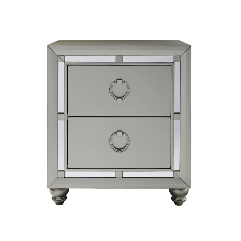 28" Solid and Manufactured Wood And Mirrored Glass Nightstand Homeroots Bed & Bath