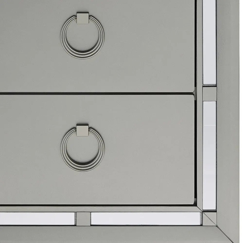 28" Solid and Manufactured Wood And Mirrored Glass Nightstand Homeroots Bed & Bath