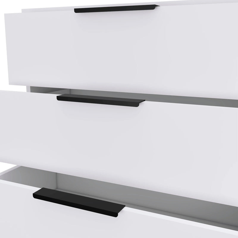 28" White Three Drawer Dresser Homeroots Bed & Bath
