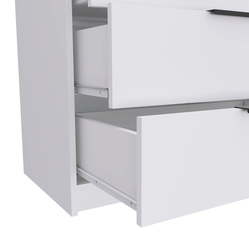 28" White Three Drawer Dresser Homeroots Bed & Bath