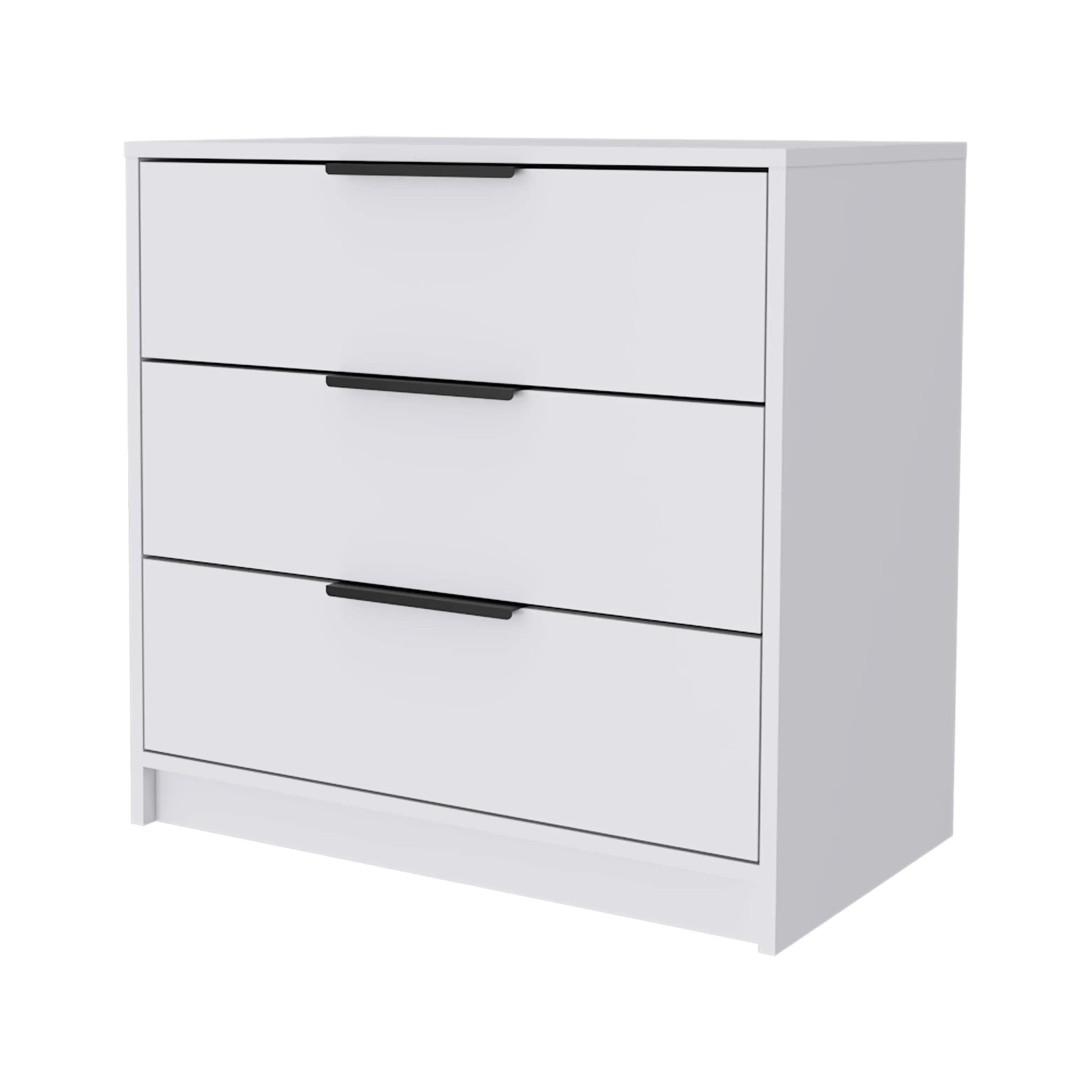 28" White Three Drawer Dresser Homeroots Bed & Bath