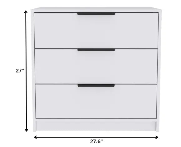 28" White Three Drawer Standard Chest Homeroots Bed & Bath