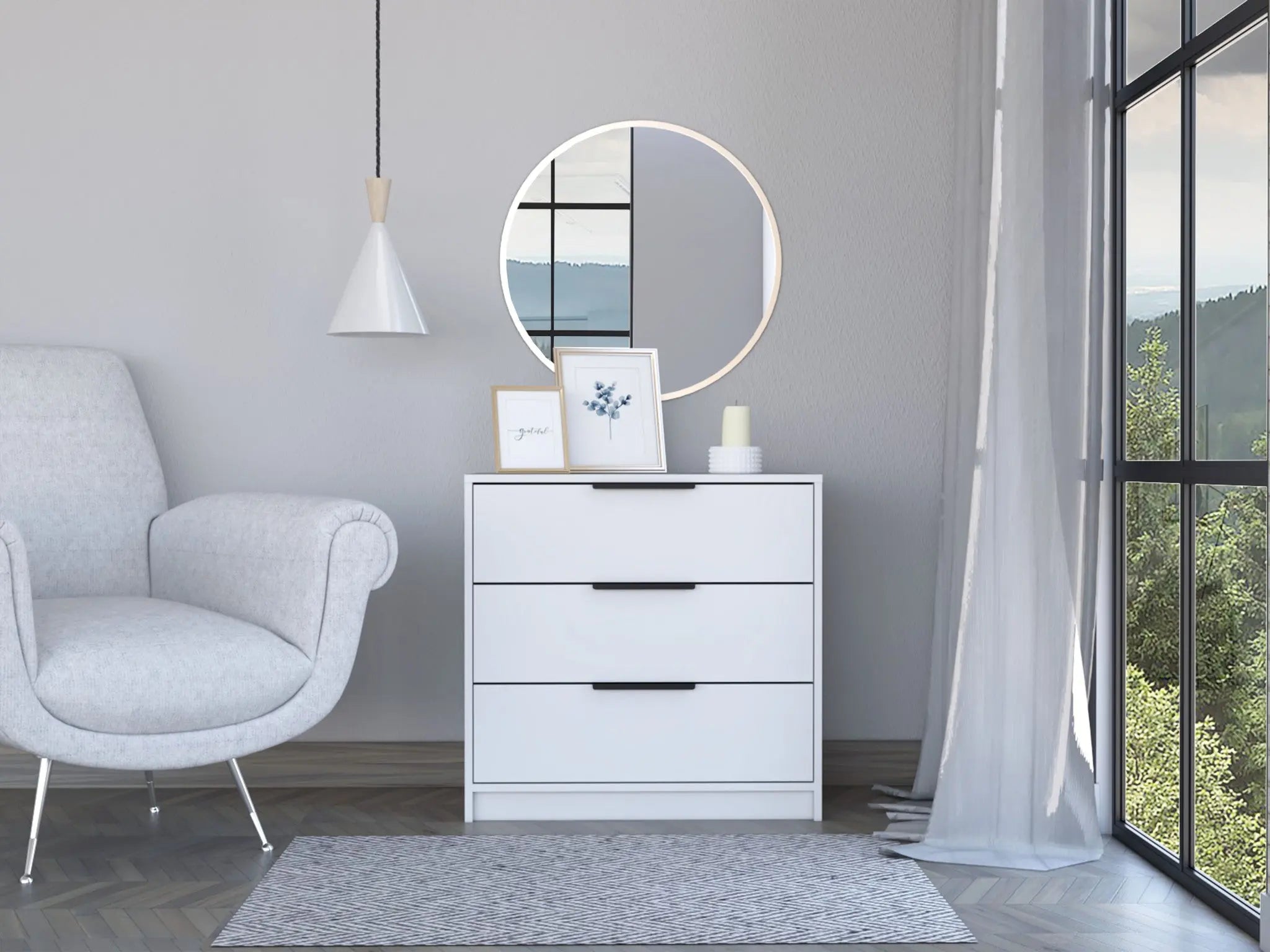 28" White Three Drawer Standard Chest Homeroots Bed & Bath
