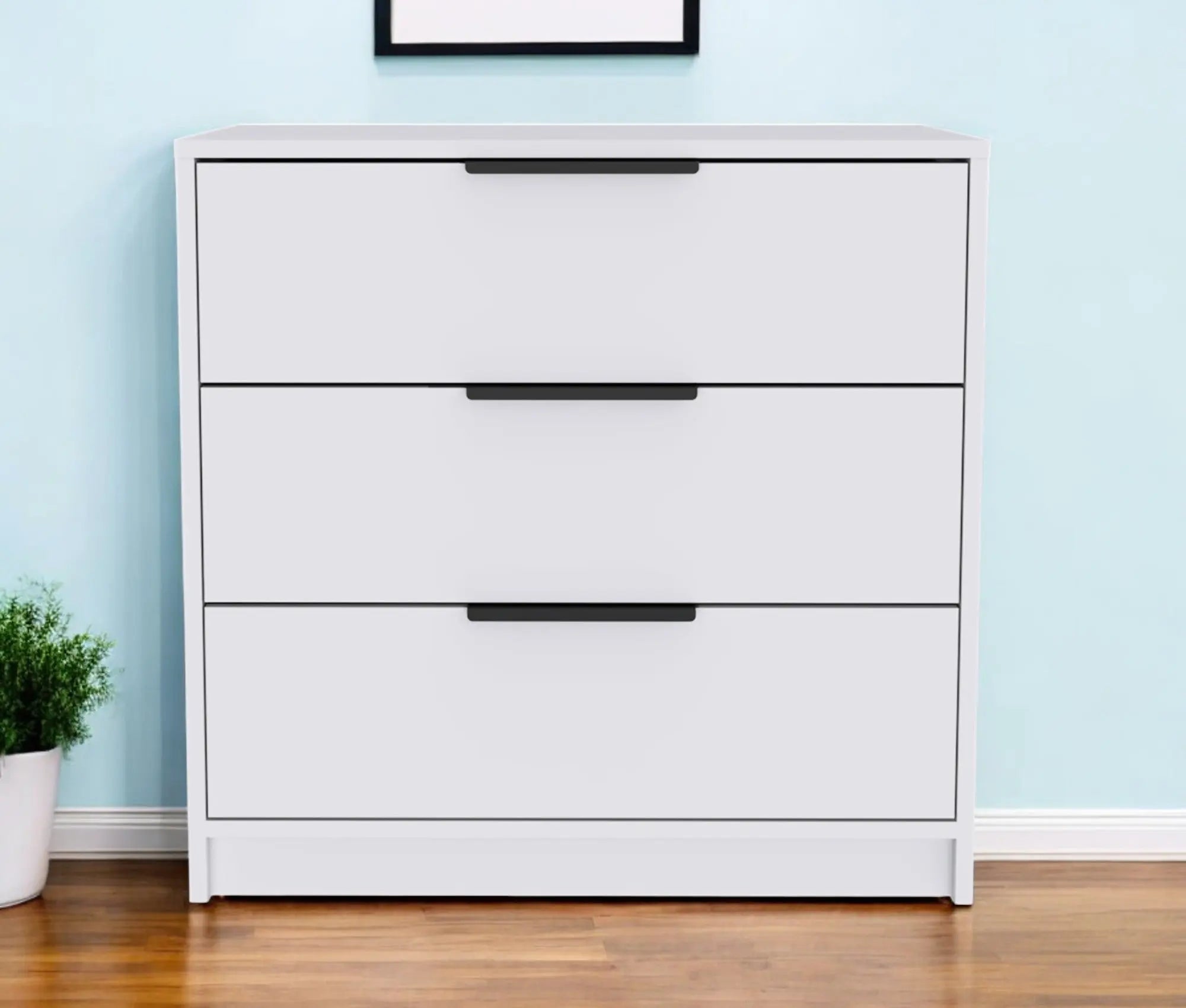 28" White Three Drawer Standard Chest Homeroots Bed & Bath