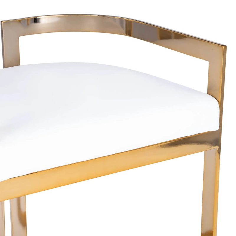 28" White and Gold Iron Low Back Counter Height Bar Chair Homeroots Living Room