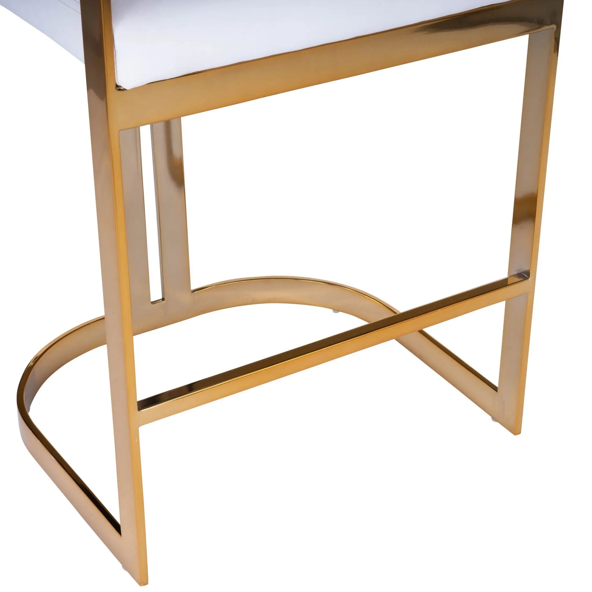 28" White and Gold Iron Low Back Counter Height Bar Chair Homeroots Living Room