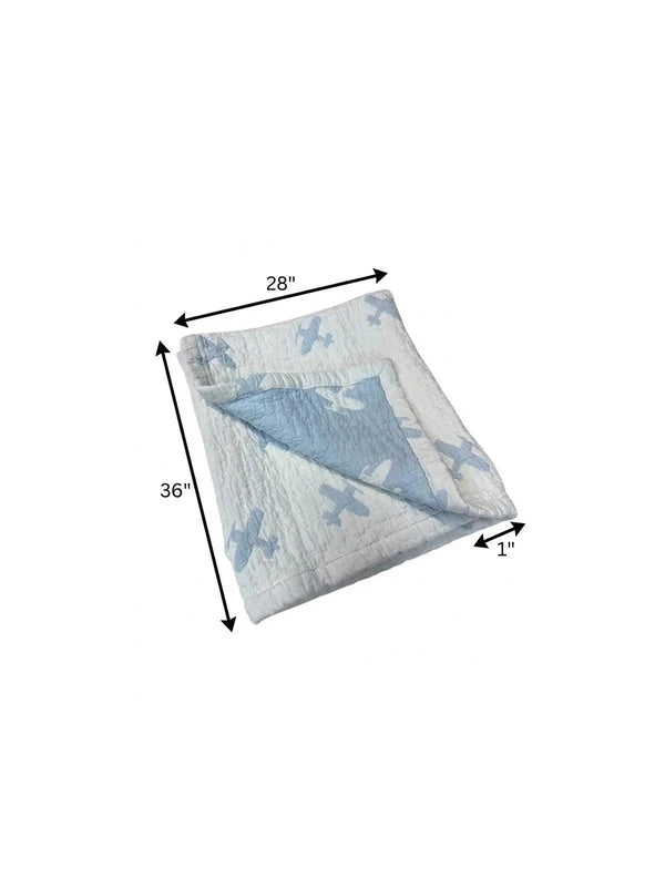 28" X 36" Blue And White Cotton Abstract Baby Blanket Homeroots Home Decor