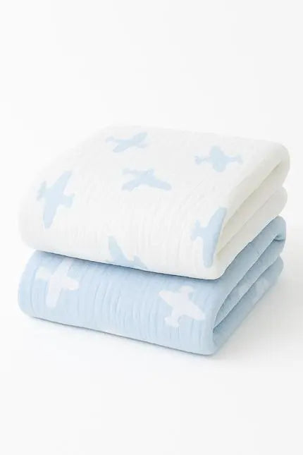 28" X 36" Blue And White Cotton Abstract Baby Blanket Homeroots Home Decor