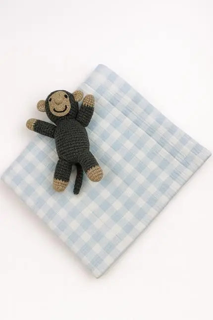 28" X 36" Blue And White Cotton Gingham Baby Blanket Homeroots Home Decor