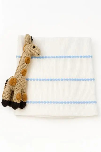 28" X 36" Blue And White Cotton Striped Baby Blanket Homeroots Home Decor