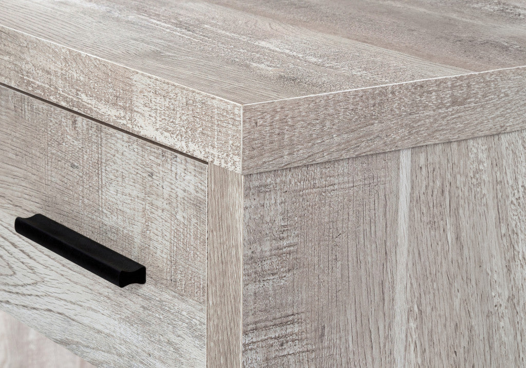 63" Taupe L Shape Computer Desk With Eight Drawers - GreatEagleInc