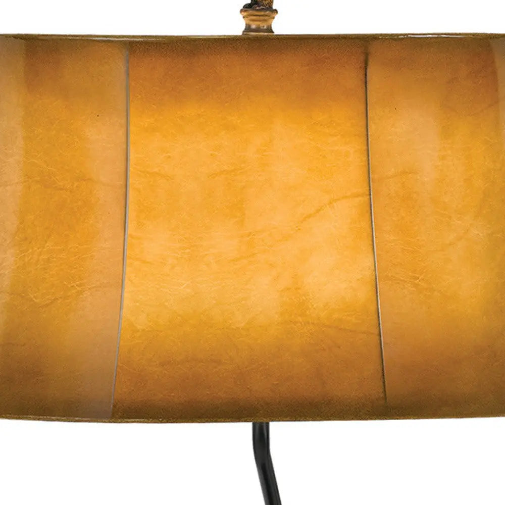29" Antiqued Bronze Novelty Table Lamp With Brown Bell Shade - GreatEagleInc