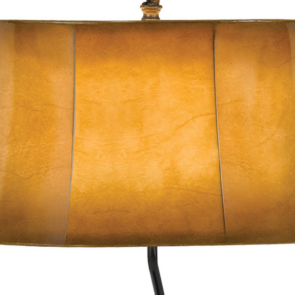 29" Antiqued Bronze Novelty Table Lamp With Brown Bell Shade - GreatEagleInc