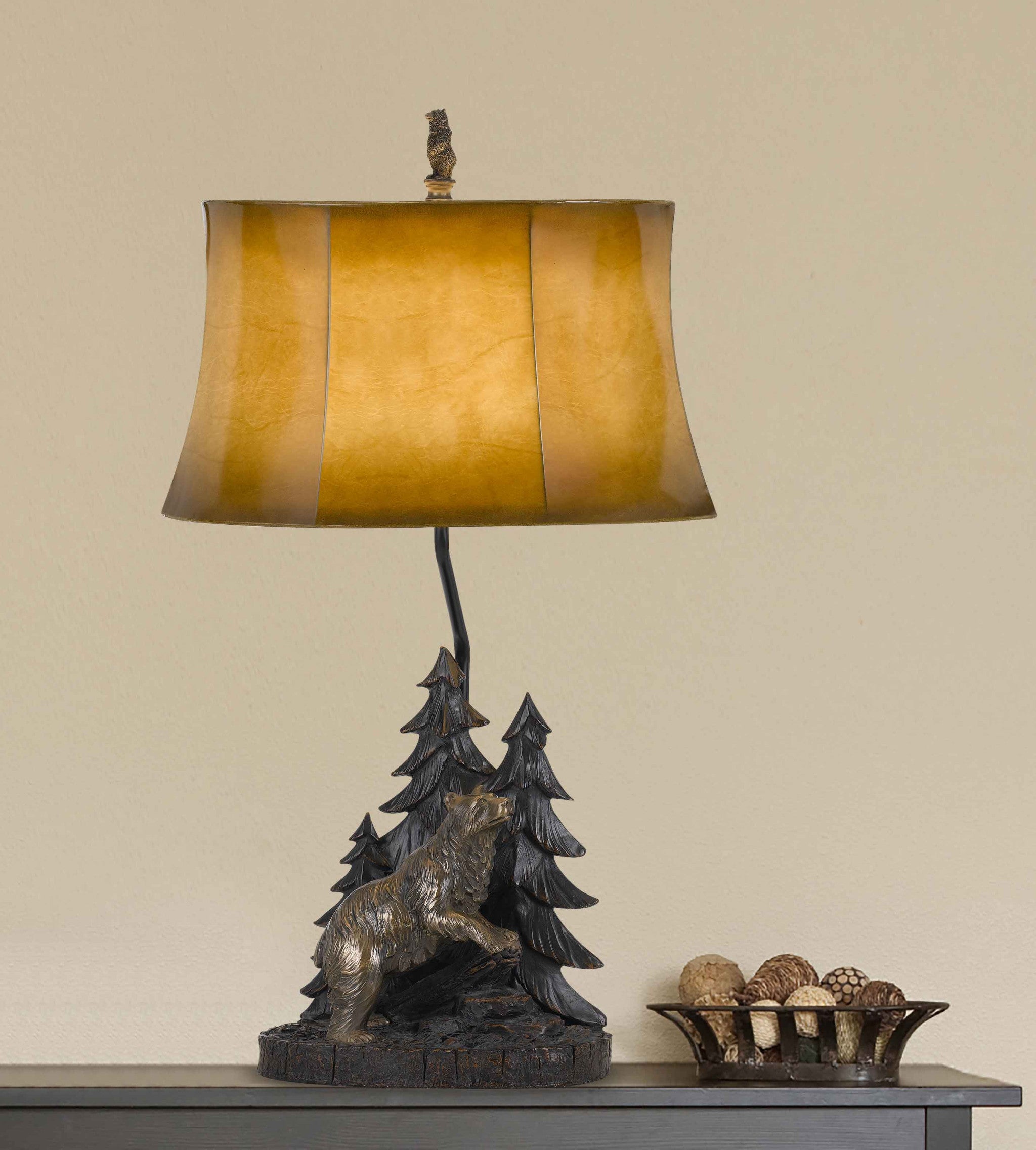 29" Antiqued Bronze Novelty Table Lamp With Brown Bell Shade - GreatEagleInc