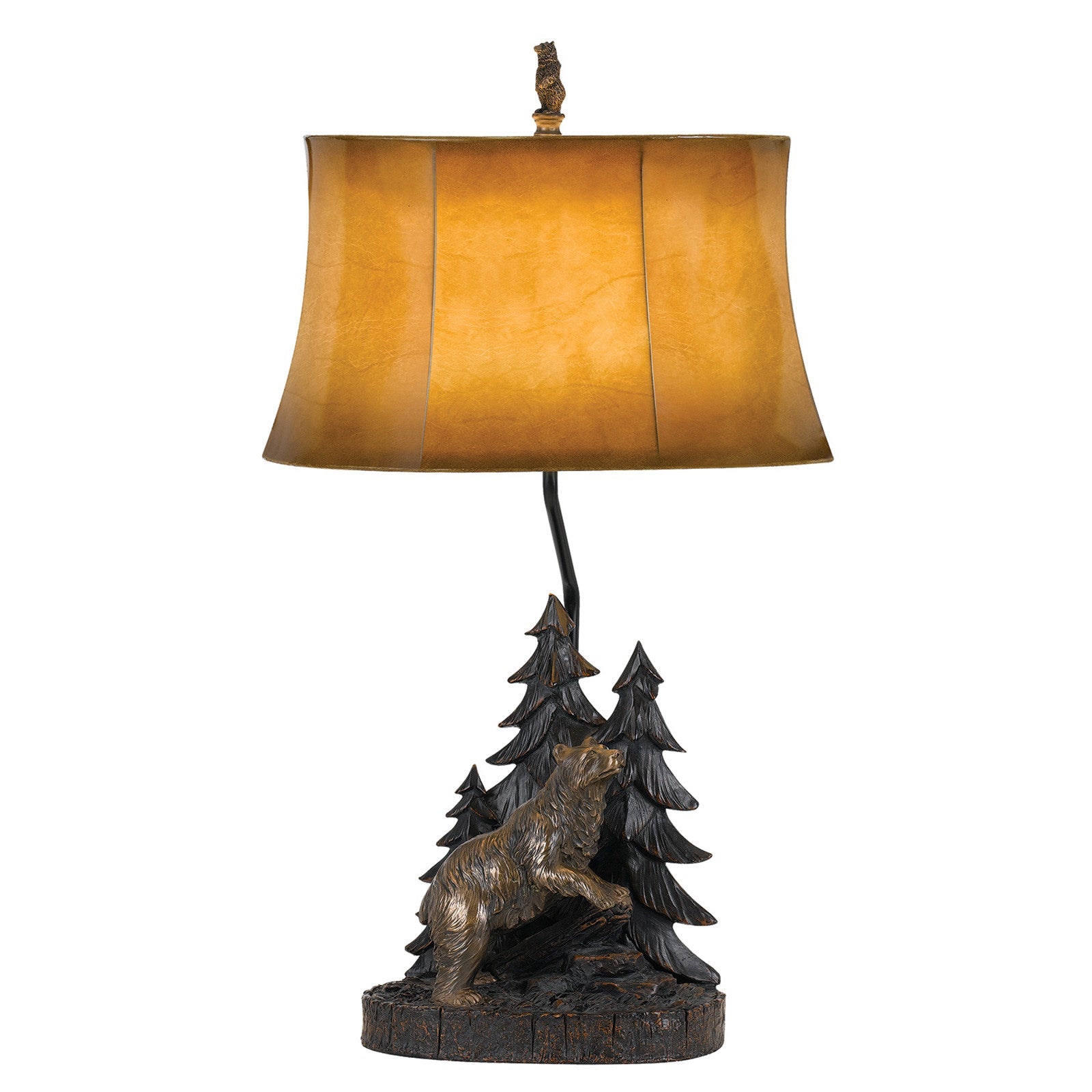 29" Antiqued Bronze Novelty Table Lamp With Brown Bell Shade - GreatEagleInc