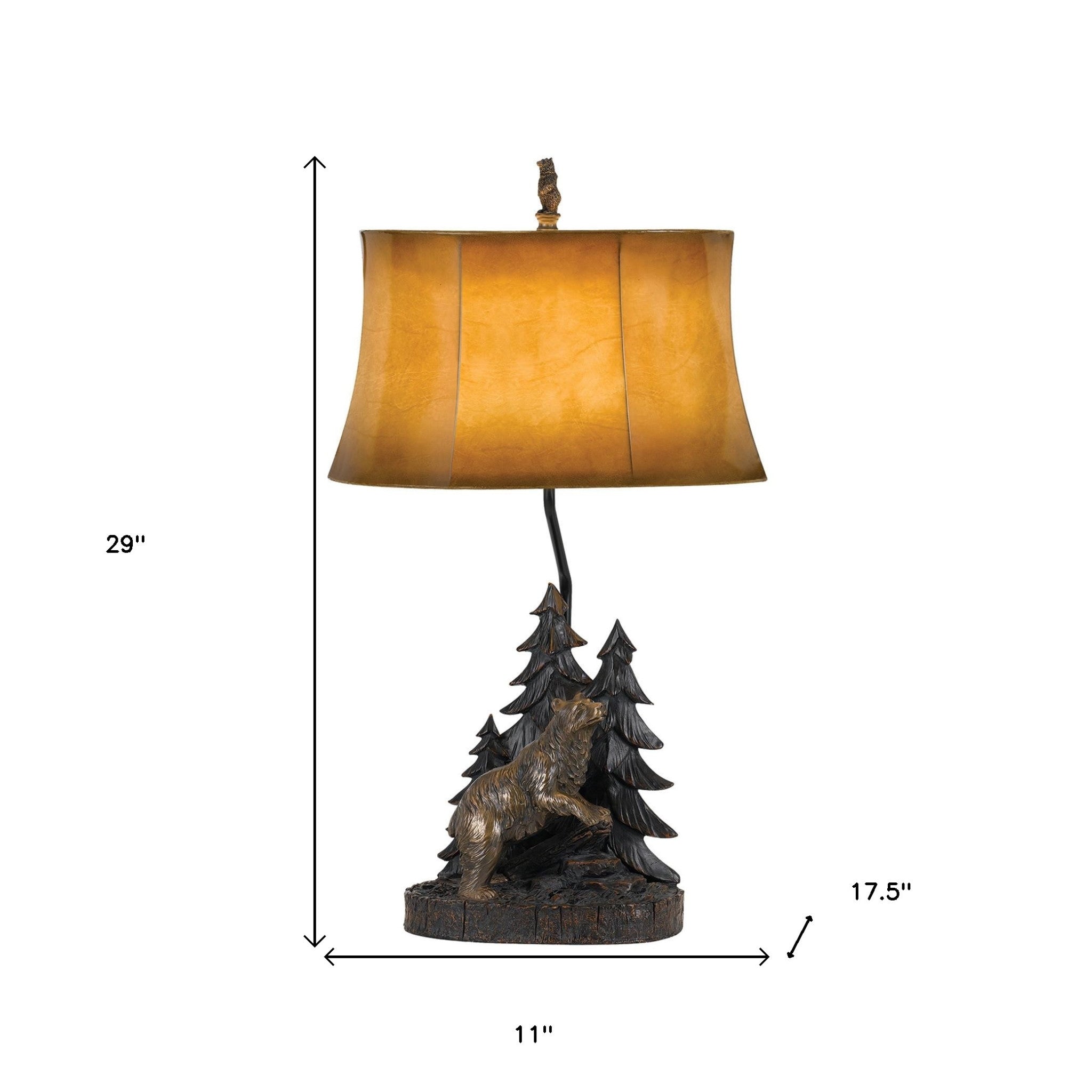29" Antiqued Bronze Novelty Table Lamp With Brown Bell Shade - GreatEagleInc