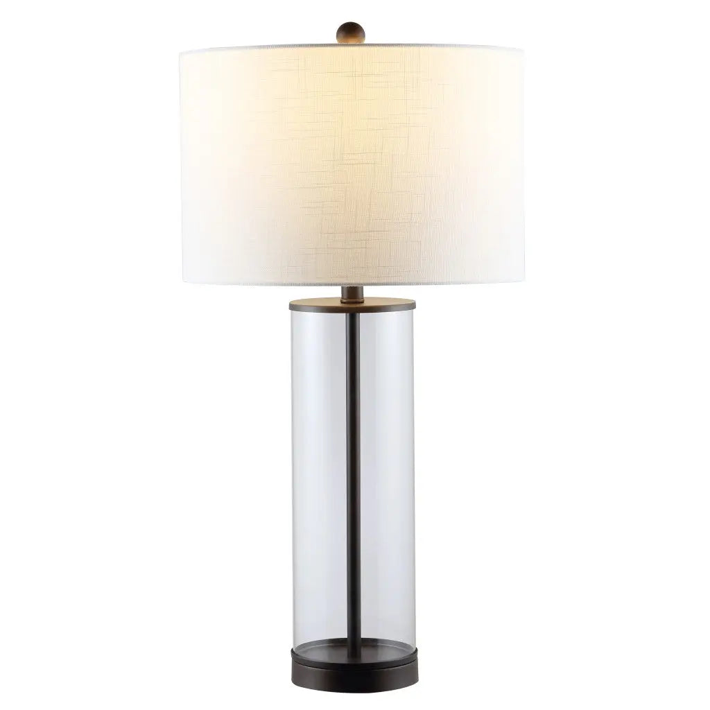 29" Antiqued Bronze Table Lamp With Drum Shade Homeroots Lighting