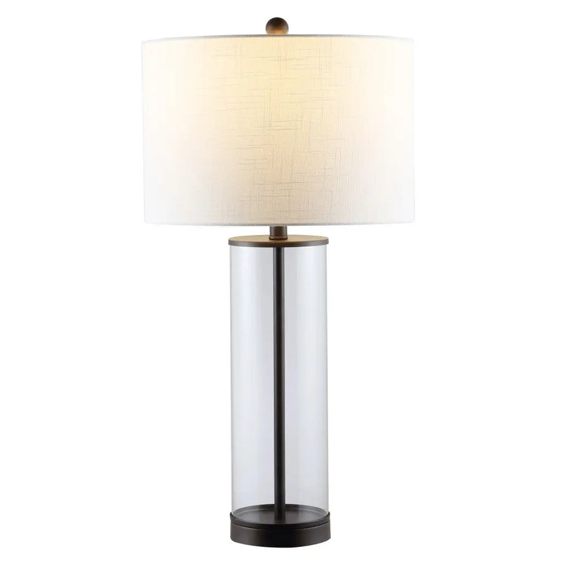 29" Antiqued Bronze Table Lamp With Drum Shade Homeroots Lighting