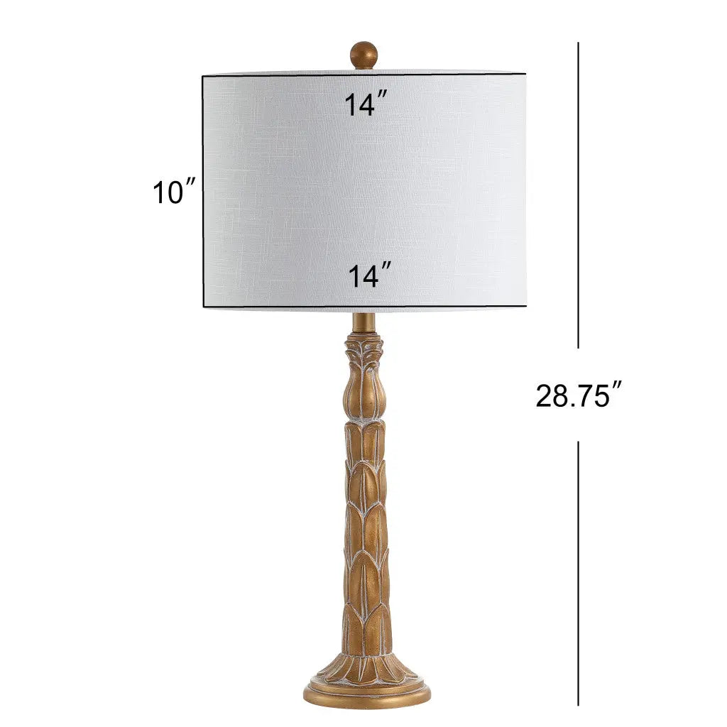 29" Antiqued Gold Table Lamp With Drum Shade Homeroots Lighting