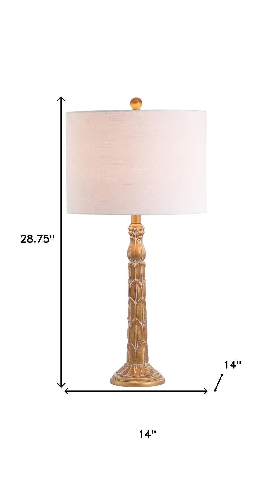 29" Antiqued Gold Table Lamp With Drum Shade Homeroots Lighting