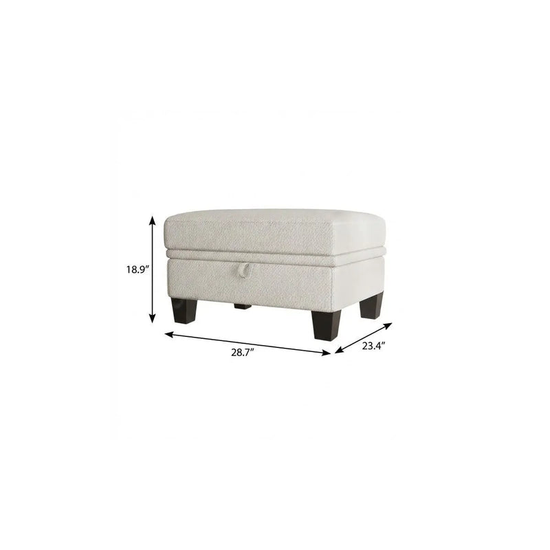 29" Beige and Black Chenille Storage Ottoman Homeroots Living Room
