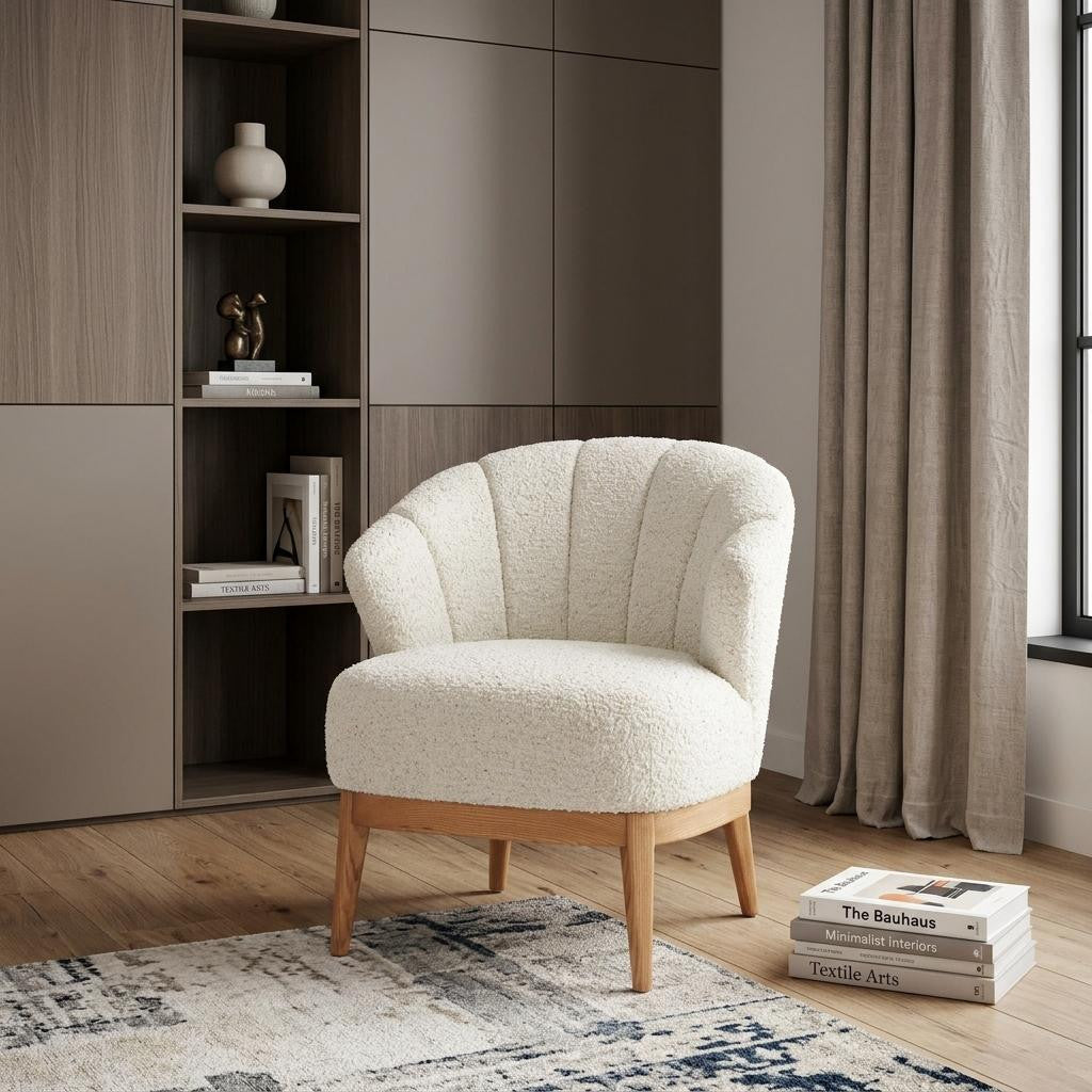 29" Beige and Brown Upholstered Arm Chair Homeroots Living Room