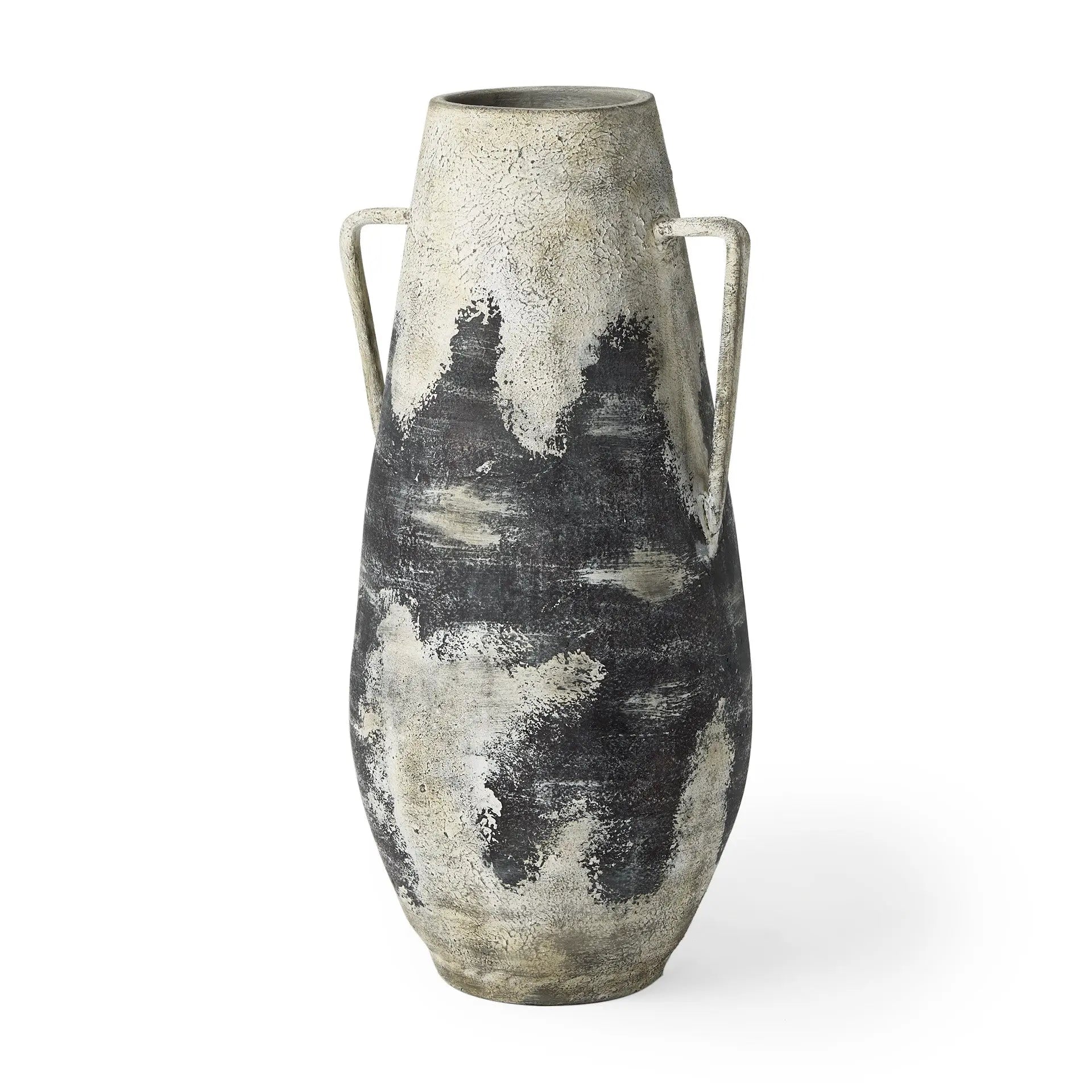 29" Black And White Ombre Ceramic Amphora Floor Vase Homeroots Home Decor