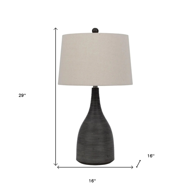 29" Black Ceramic Round Table Lamp With Beige Empire Shade Homeroots Lighting