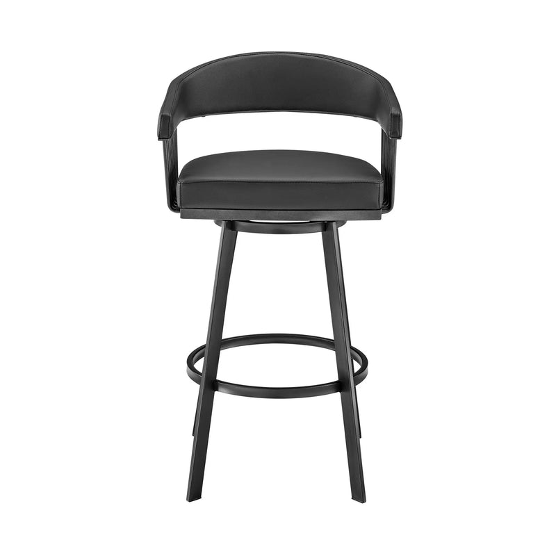 29" Black Fabric and Iron Low Back Bar Height Swivel Bar Chair - GreatEagleInc
