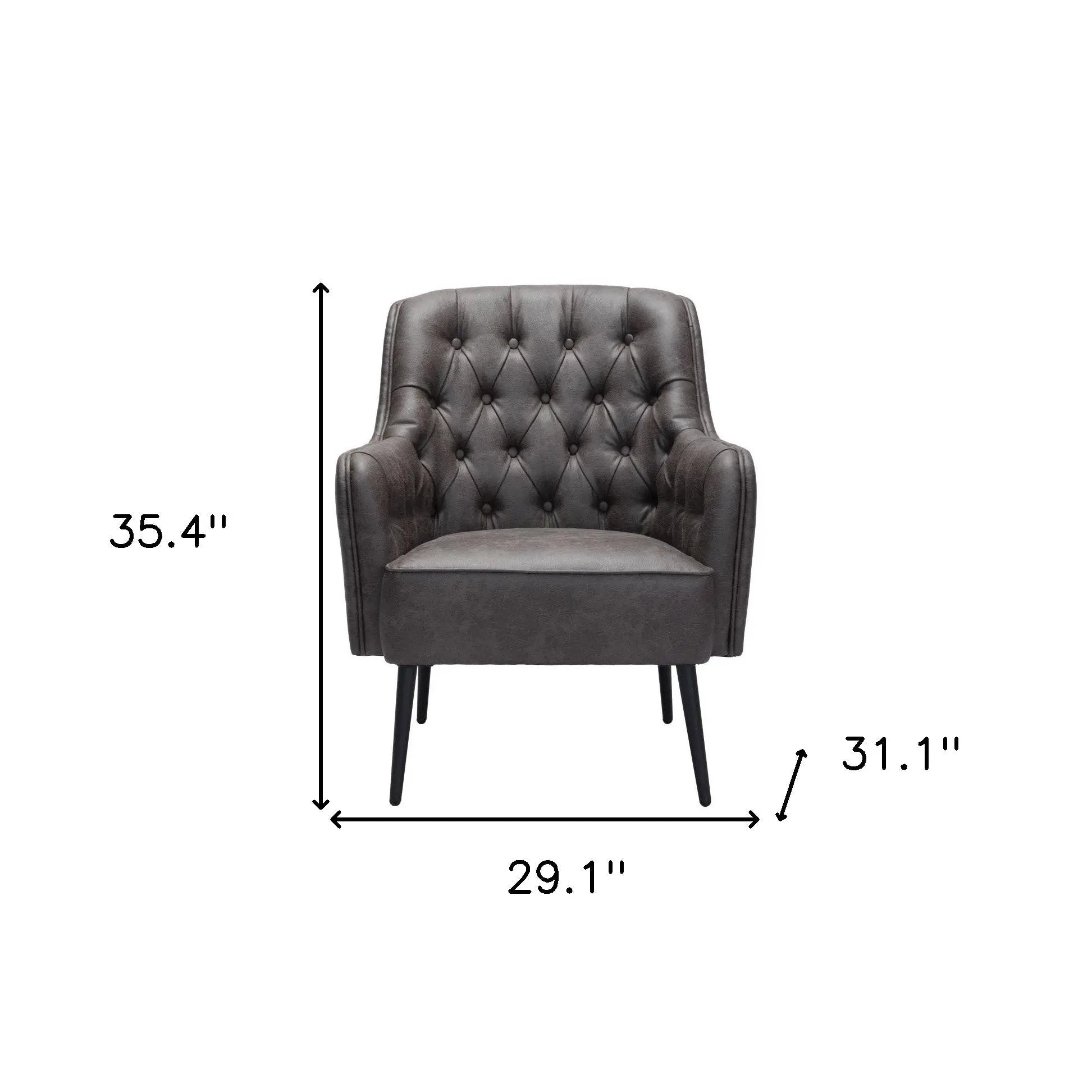29" Black Faux Leather And Upholstered Tufted Chesterfield Chair Homeroots Living Room