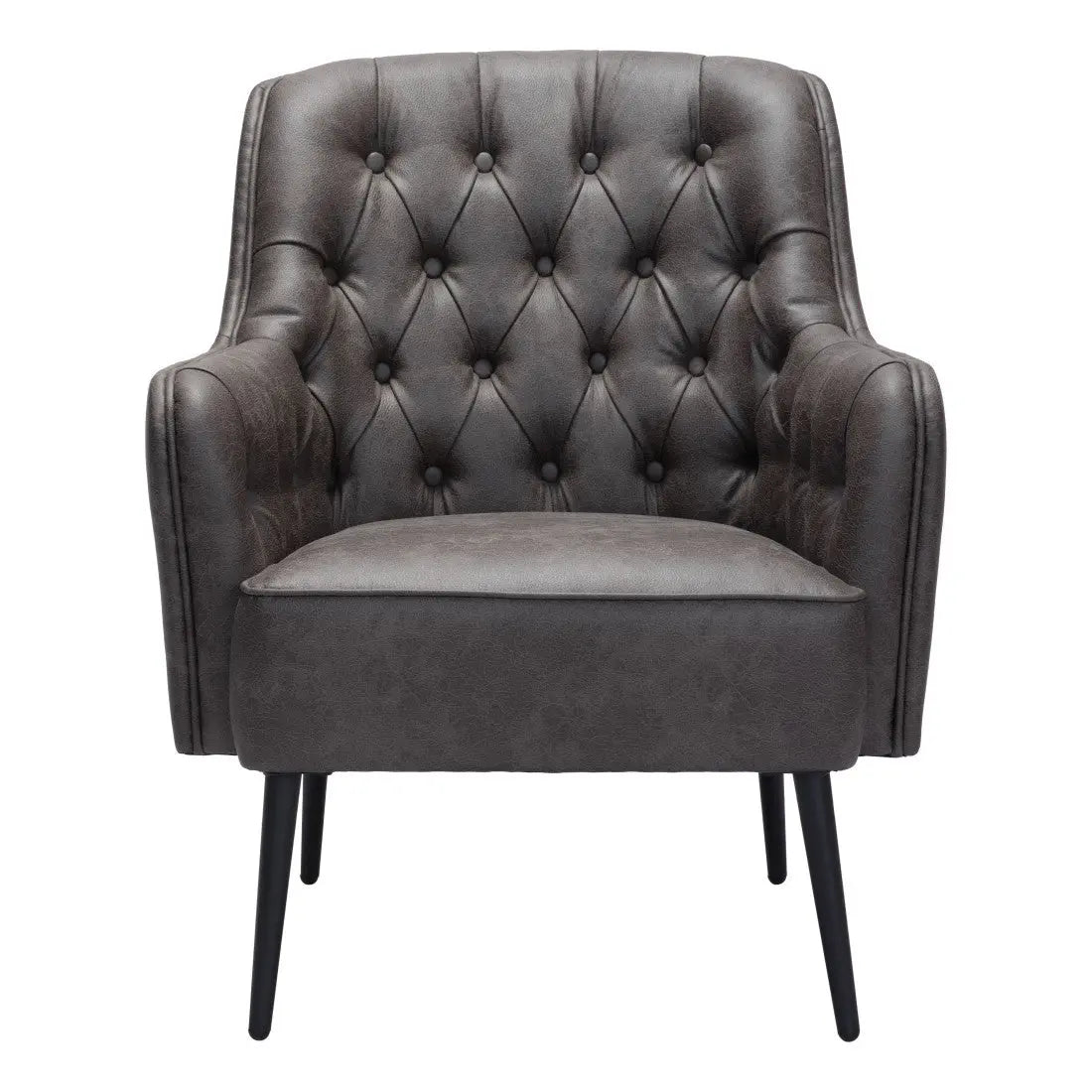 29" Black Faux Leather And Upholstered Tufted Chesterfield Chair Homeroots Living Room