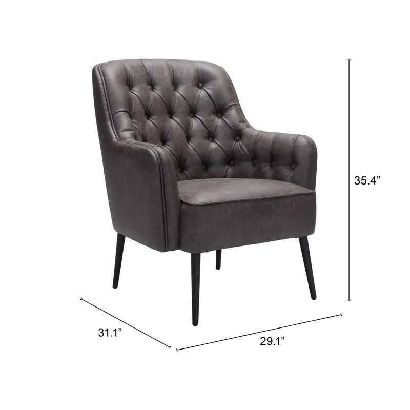 29" Black Faux Leather And Upholstered Tufted Chesterfield Chair Homeroots Living Room
