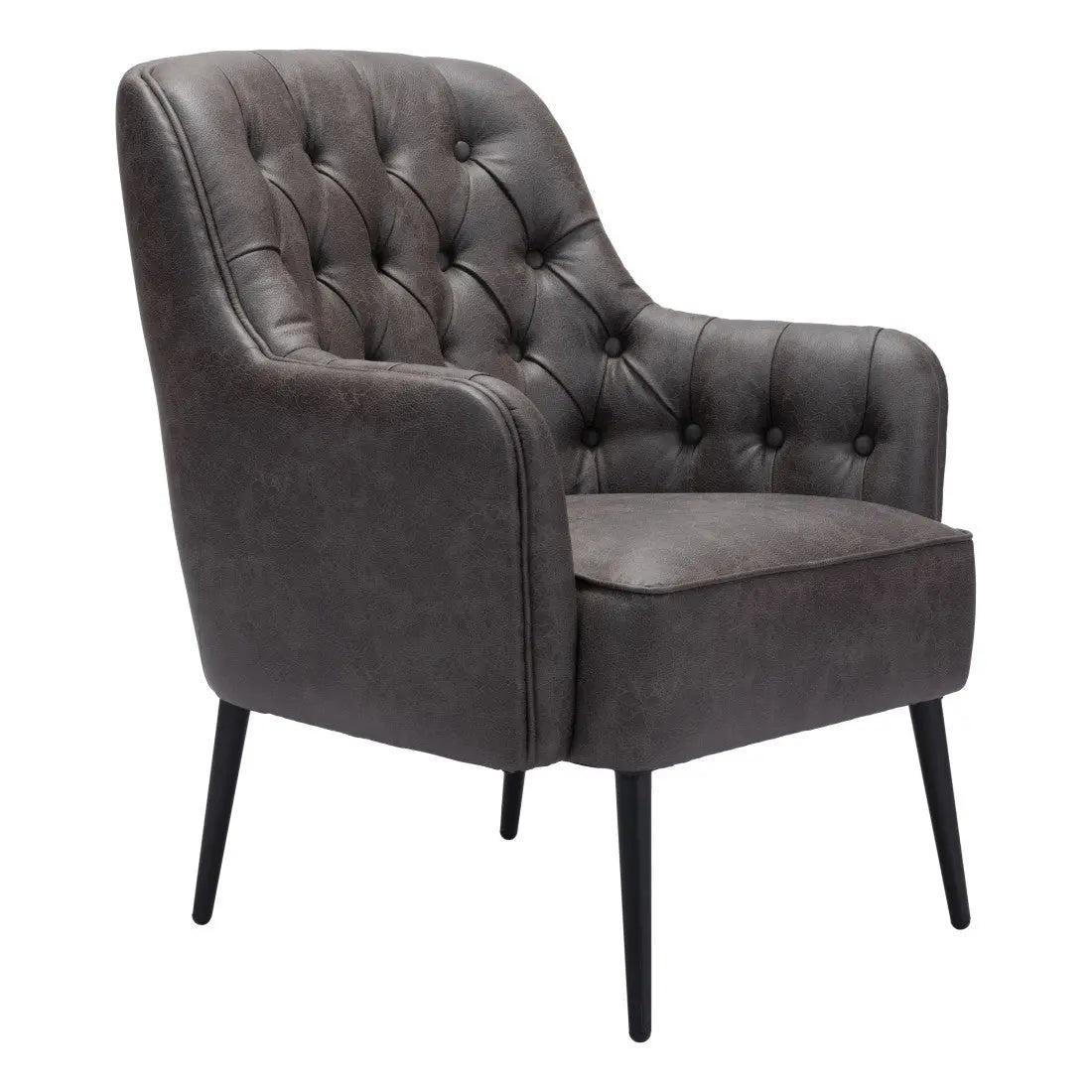 29" Black Faux Leather And Upholstered Tufted Chesterfield Chair Homeroots Living Room