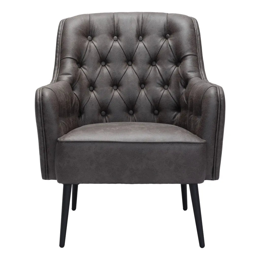 29" Black Faux Leather And Upholstered Tufted Chesterfield Chair Homeroots Living Room