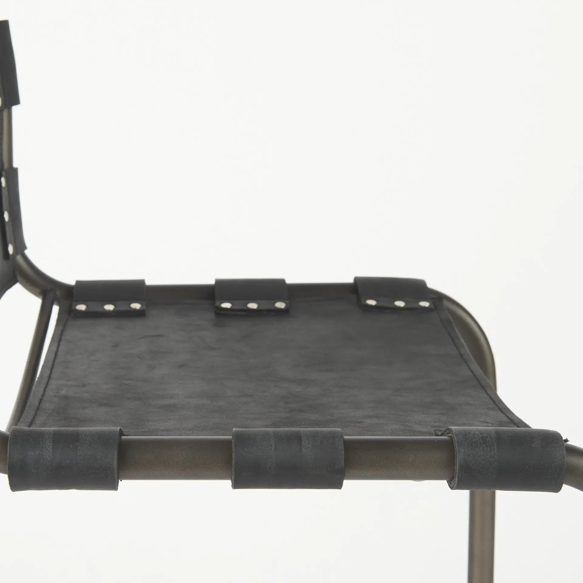 29" Black Leather And Iron Bar Chair Homeroots Living Room