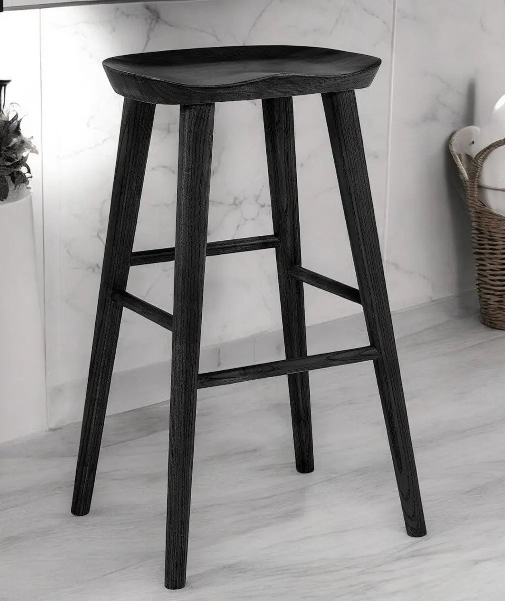 29" Black Manufactured Wood Backless Bar Height Bar Chair Homeroots Living Room