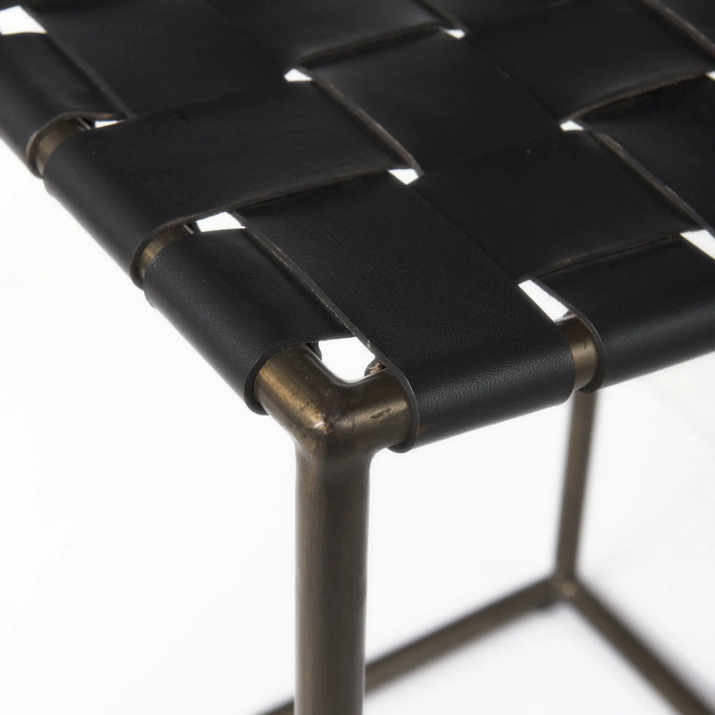 29" Bronze Leather and Metal Backless Bar Chair Homeroots Living Room
