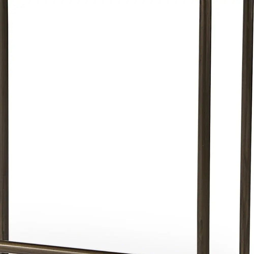 29" Bronze Leather and Metal Backless Bar Chair Homeroots Living Room