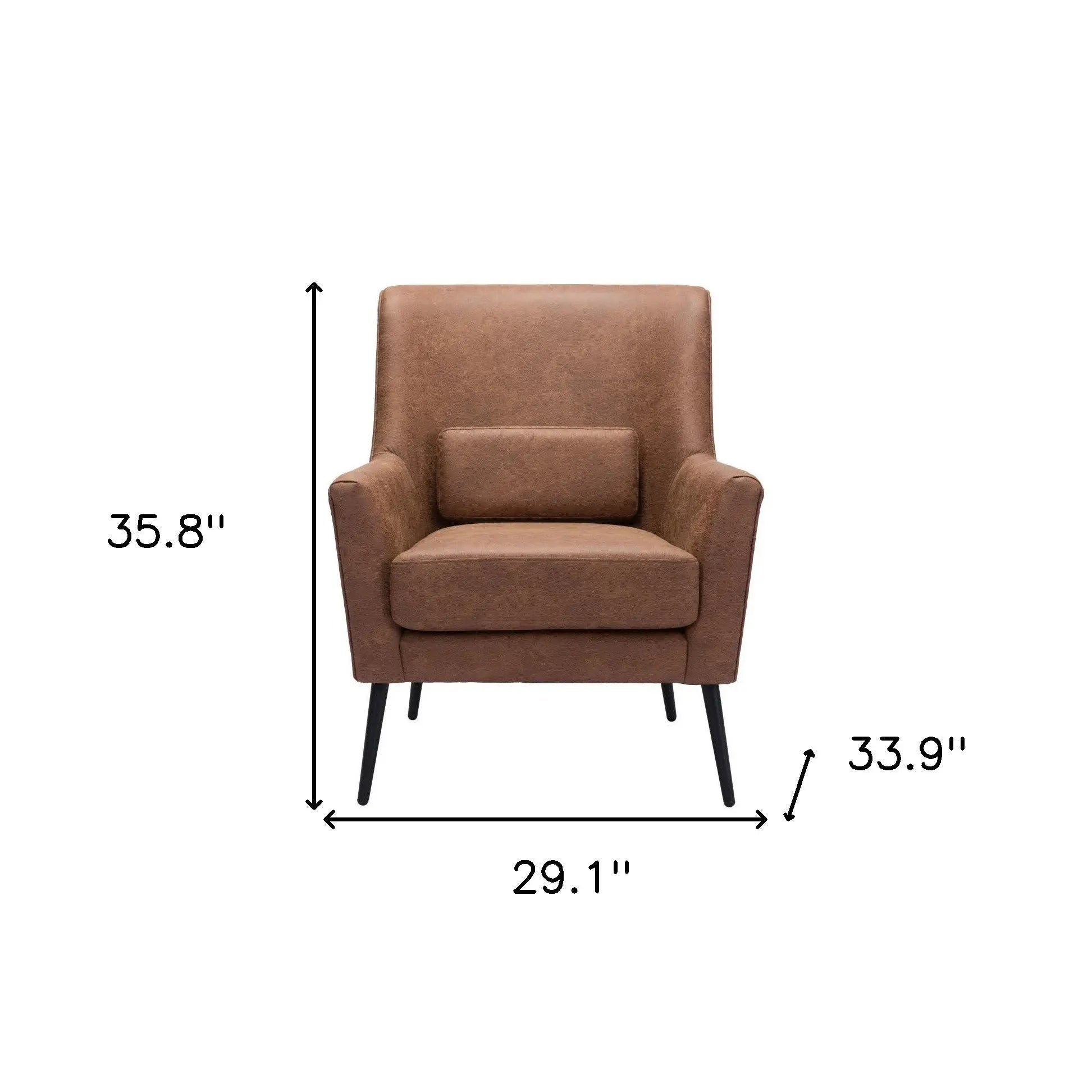 29" Brown And Black Faux Leather And Upholstered Arm Chair And Toss Pillow Homeroots Living Room