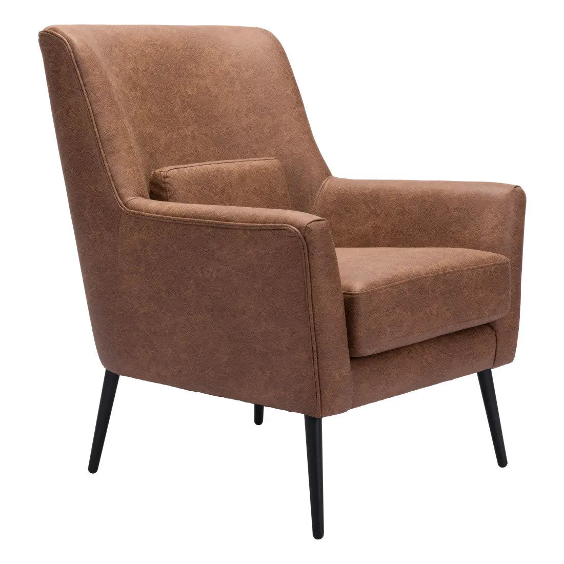 29" Brown And Black Faux Leather And Upholstered Arm Chair And Toss Pillow Homeroots Living Room
