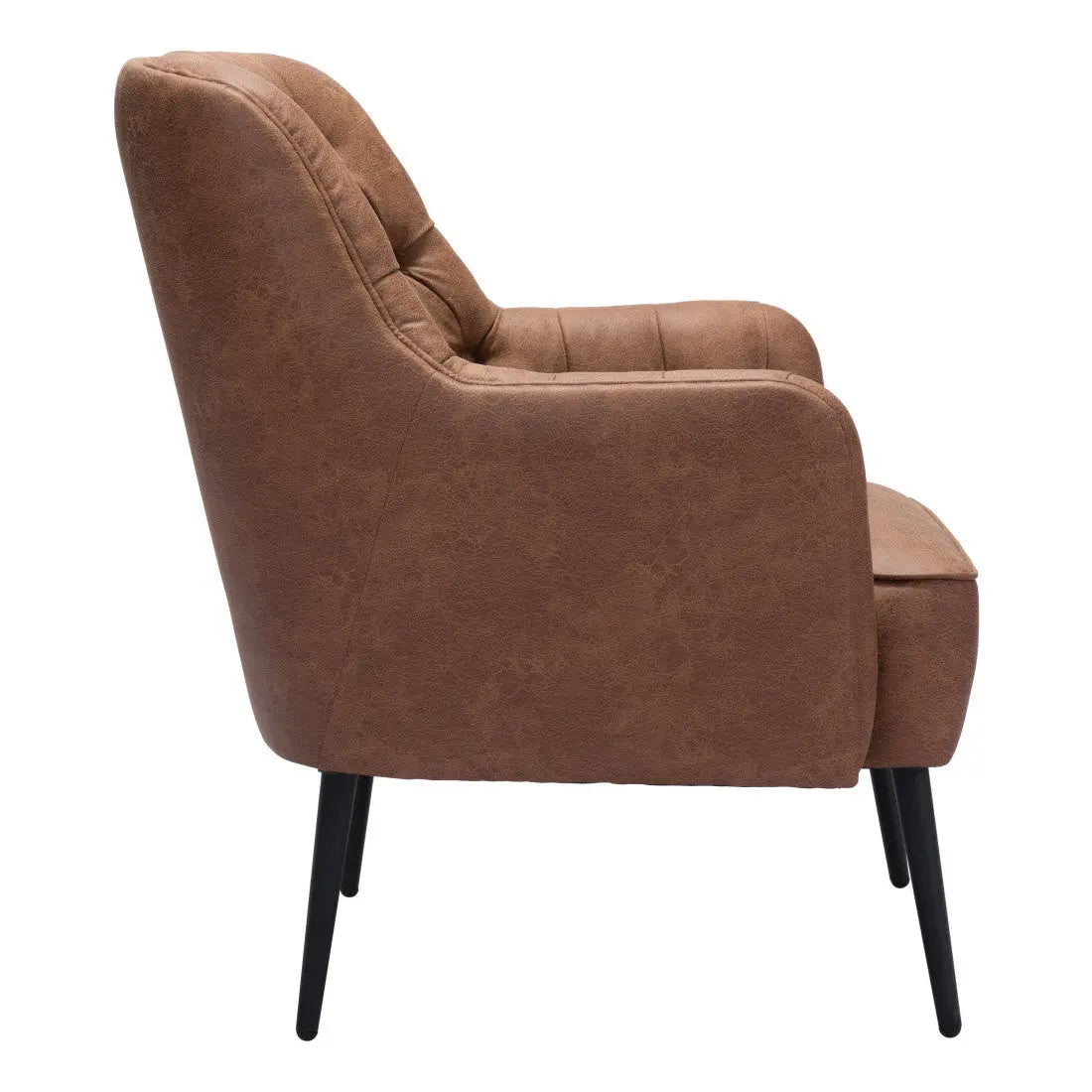 29" Brown And Black Faux Leather And Upholstered Tufted Chesterfield Chair Homeroots Living Room