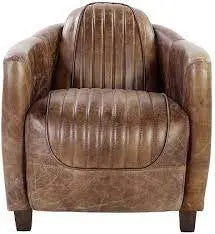 29" Brown Faux Leather Distressed Barrel Chair Homeroots Living Room